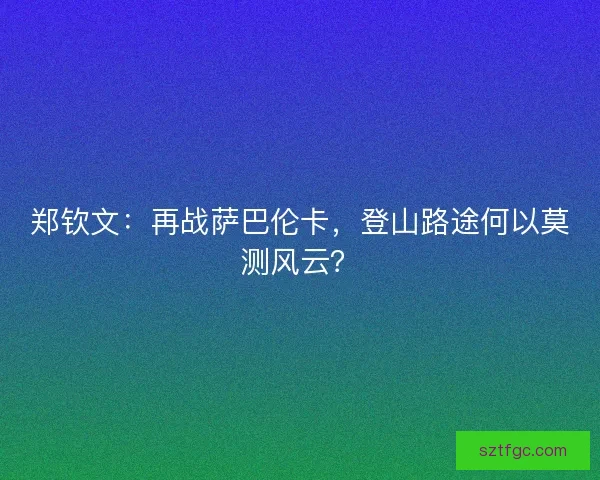 郑钦文：再战萨巴伦卡，登山路途何以莫测风云？