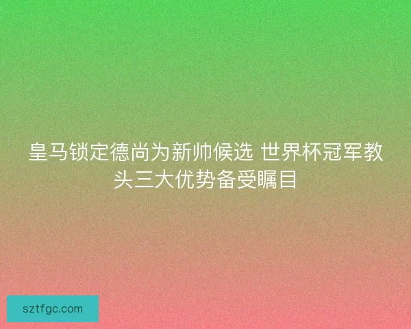 皇马锁定德尚为新帅候选 世界杯冠军教头三大优势备受瞩目
